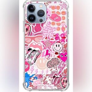 Hippie Pink Aesthetic Case Compatible with iPhone 12 Pro Max, Vintage Pink Smile